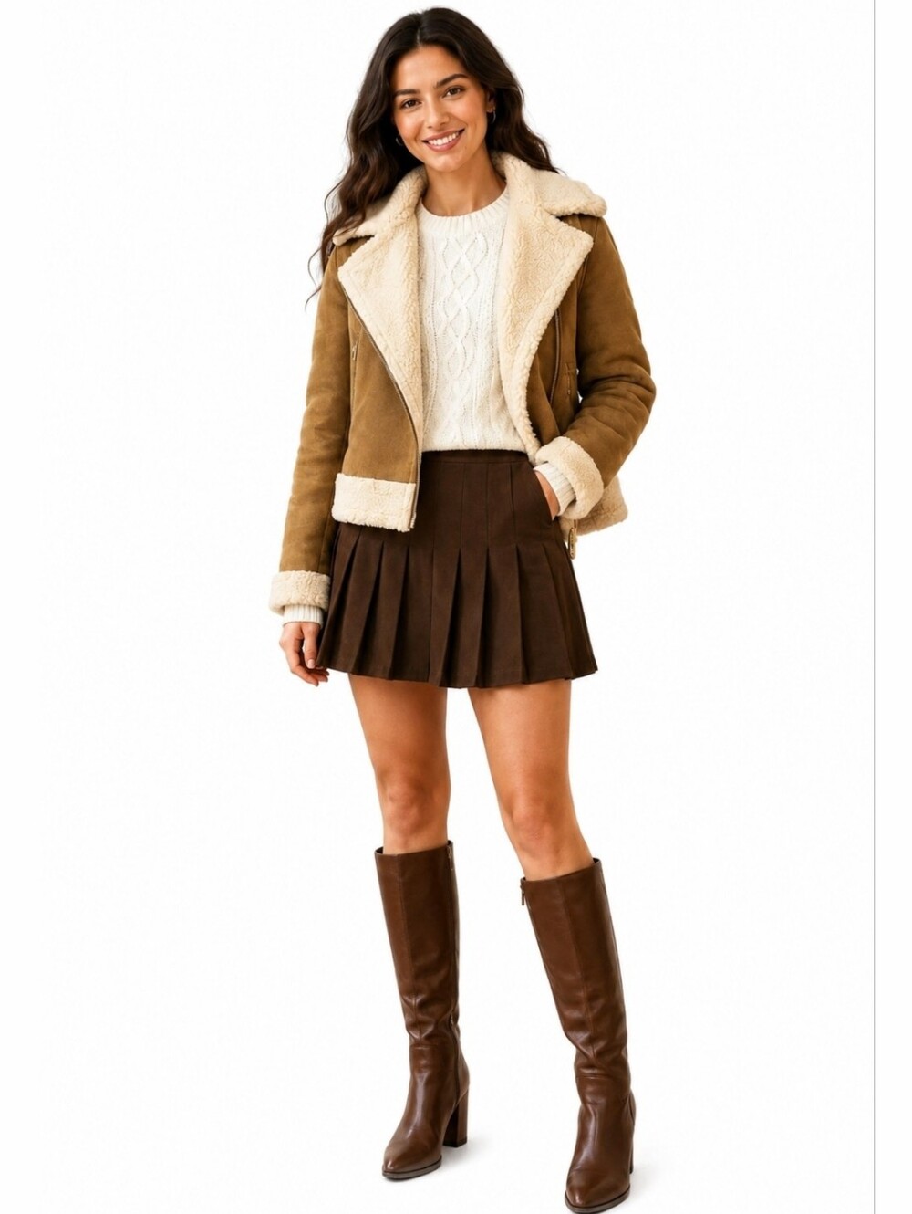 Fashion Nova Women's Tan Shearling Jacket Size S